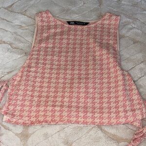 Zara Pink Houndstooth Tank Top